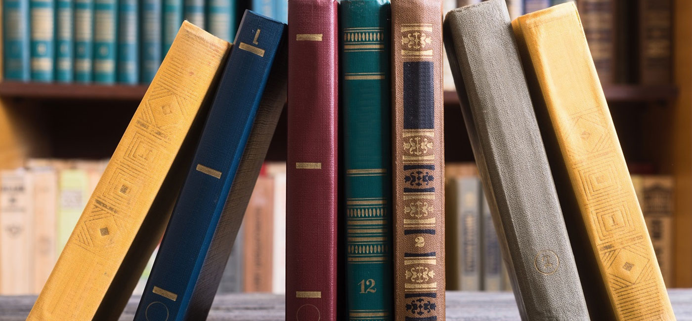 Books on table.