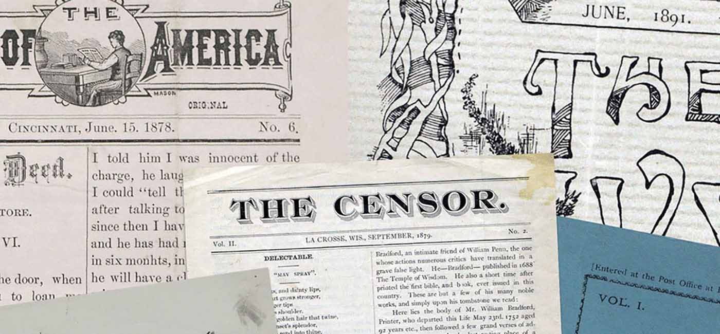 Various images sourced from Amateur Newspapers from the American Antiquarian Society a unique digital primary source collection supporting the study of youth culture in the 19th century.