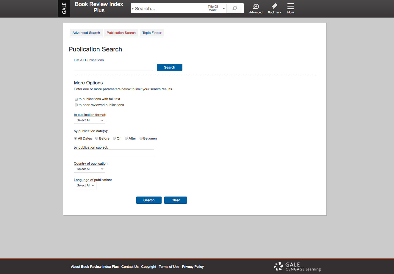 Publication Search screenshot.