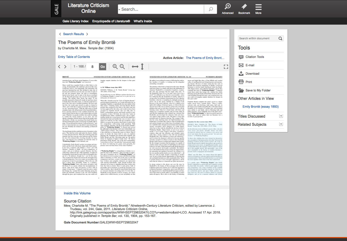 LCO Article screenshot - The poems of Emily Bronte
