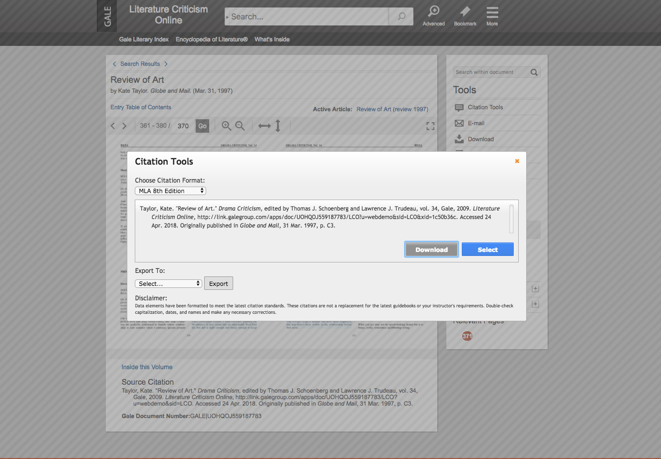 Citation Tools screenshot