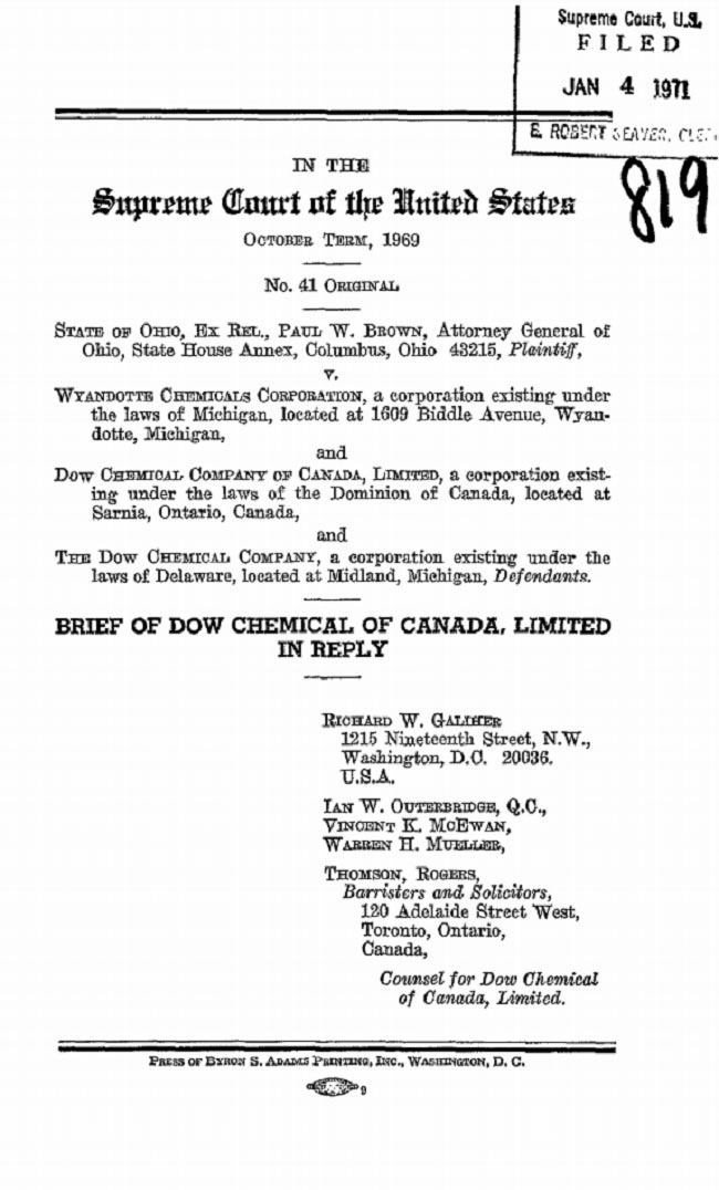 Source: Ohio v. Wyandotte Chemicals Corp., 401 U.S. 493 (1971). REPLY BRIEF. File Date: 1/4/1971. 60 pp.